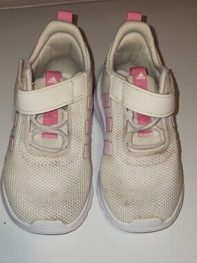 Adidas Kids Cream and Pink Athletic Sneakers